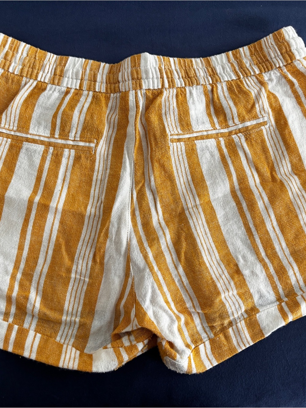 Old Navy Mustard Yellow and White Striped Athletic Shorts - Picture 2 of 5